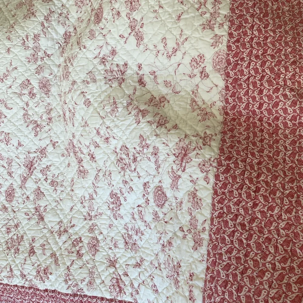 King Size Quilt French Country Living Catalog. Floral Red Quilt.
